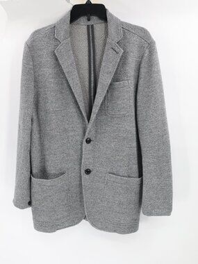 faherty inlet knit blazer men medium unstructured patch pocket cotton blend gray